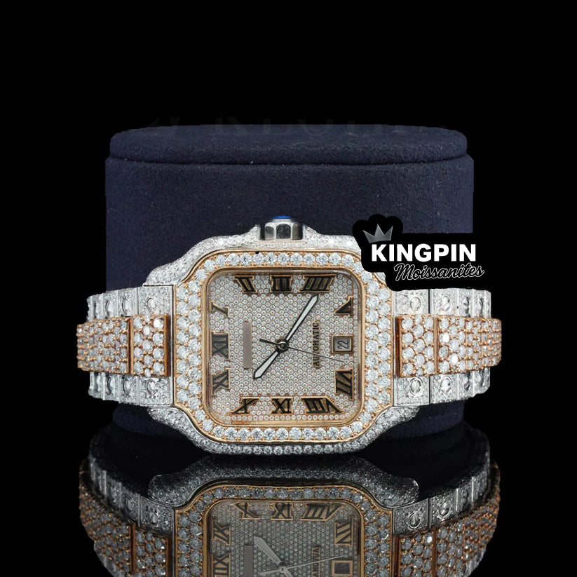 Cartier Iced Out Gold Mens Moissanite