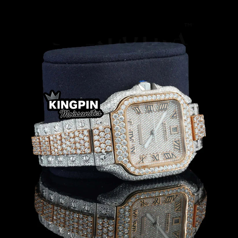 Cartier Iced Out Gold Mens Moissanite