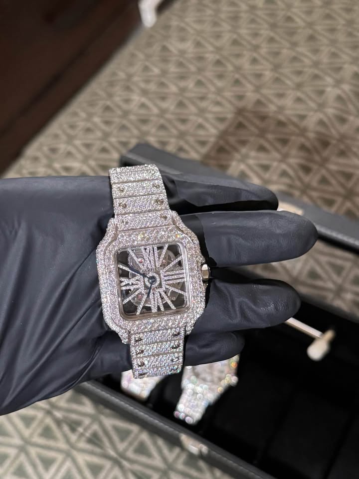 Catier Skeleton Moissanite Iced Out Watch