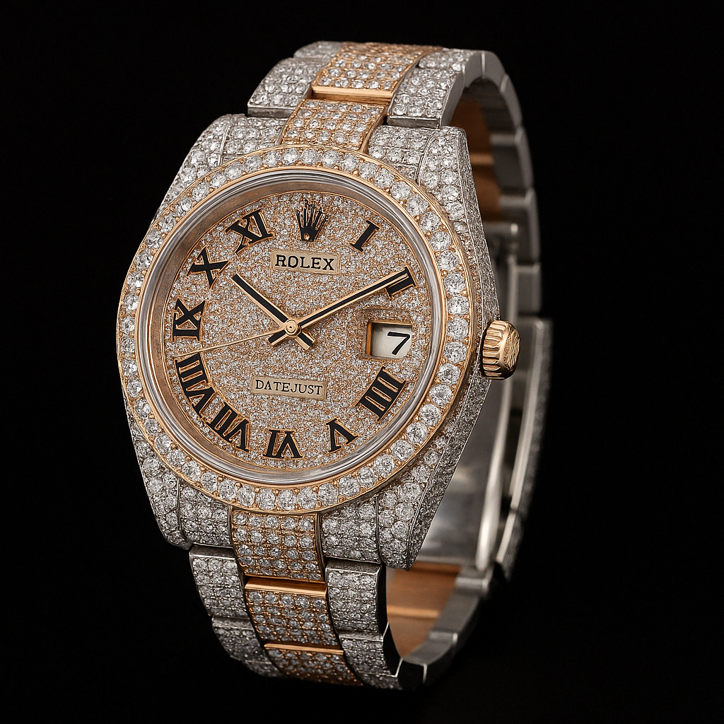 Rolex Two Tone Moissanite Watch