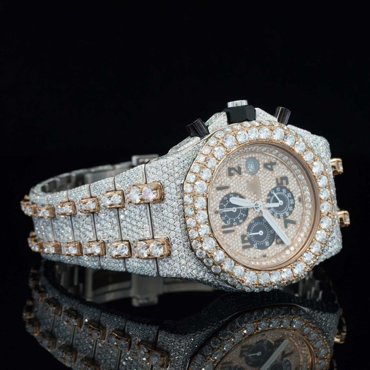 AP Two Tone Chronograph Moissanite Watch