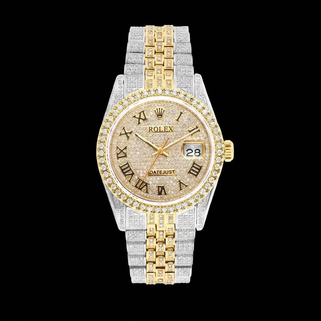 Custom Made Two Tone Moissanite Watch