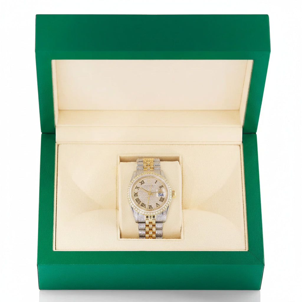 Custom Made Two Tone Moissanite Watch