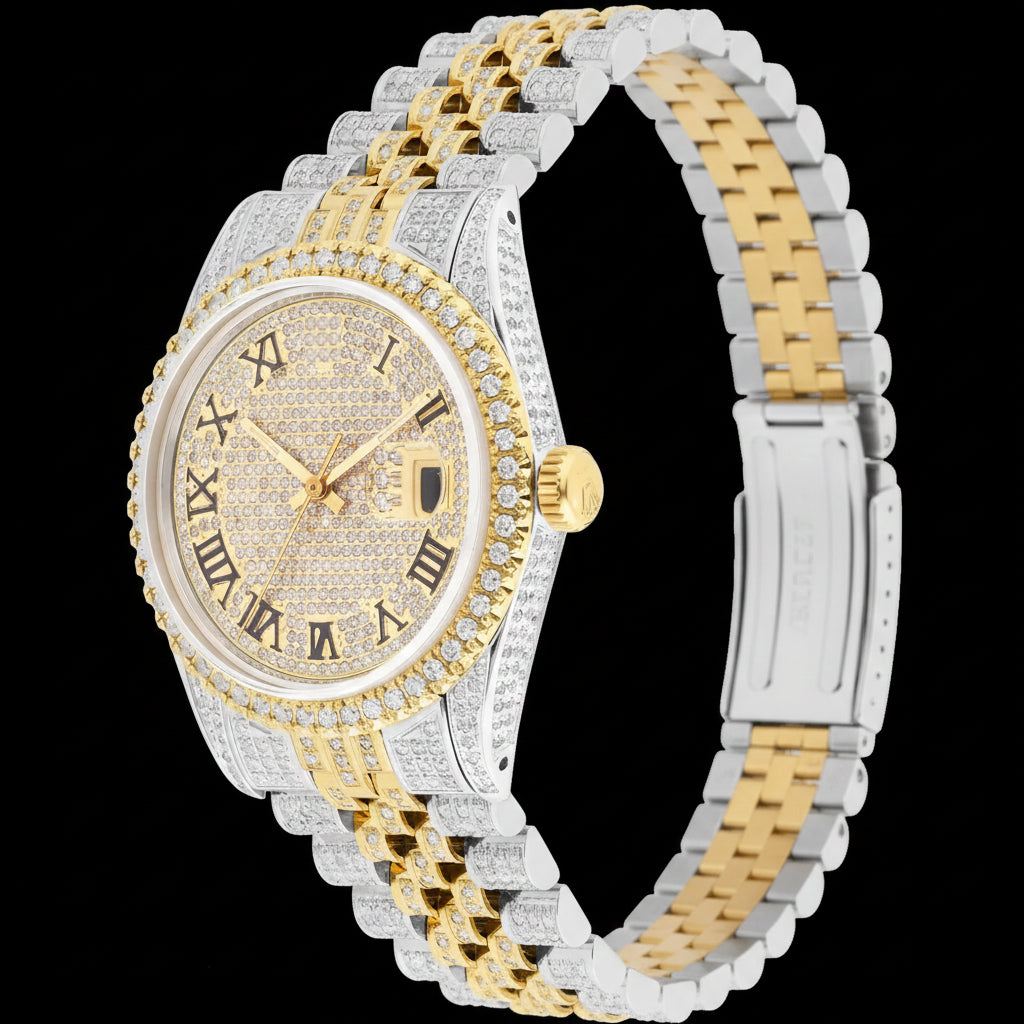 Custom Made Two Tone Moissanite Watch