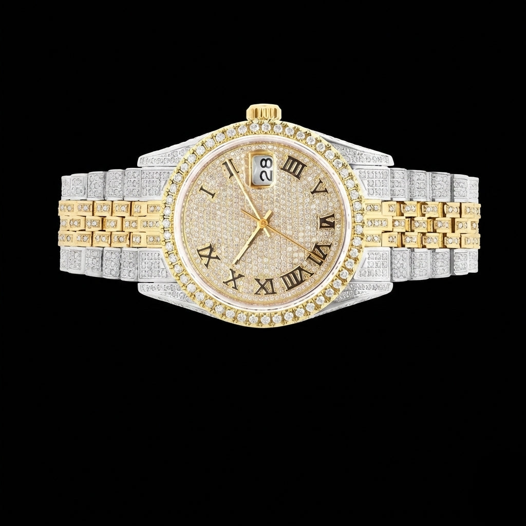 Custom Made Two Tone Moissanite Watch