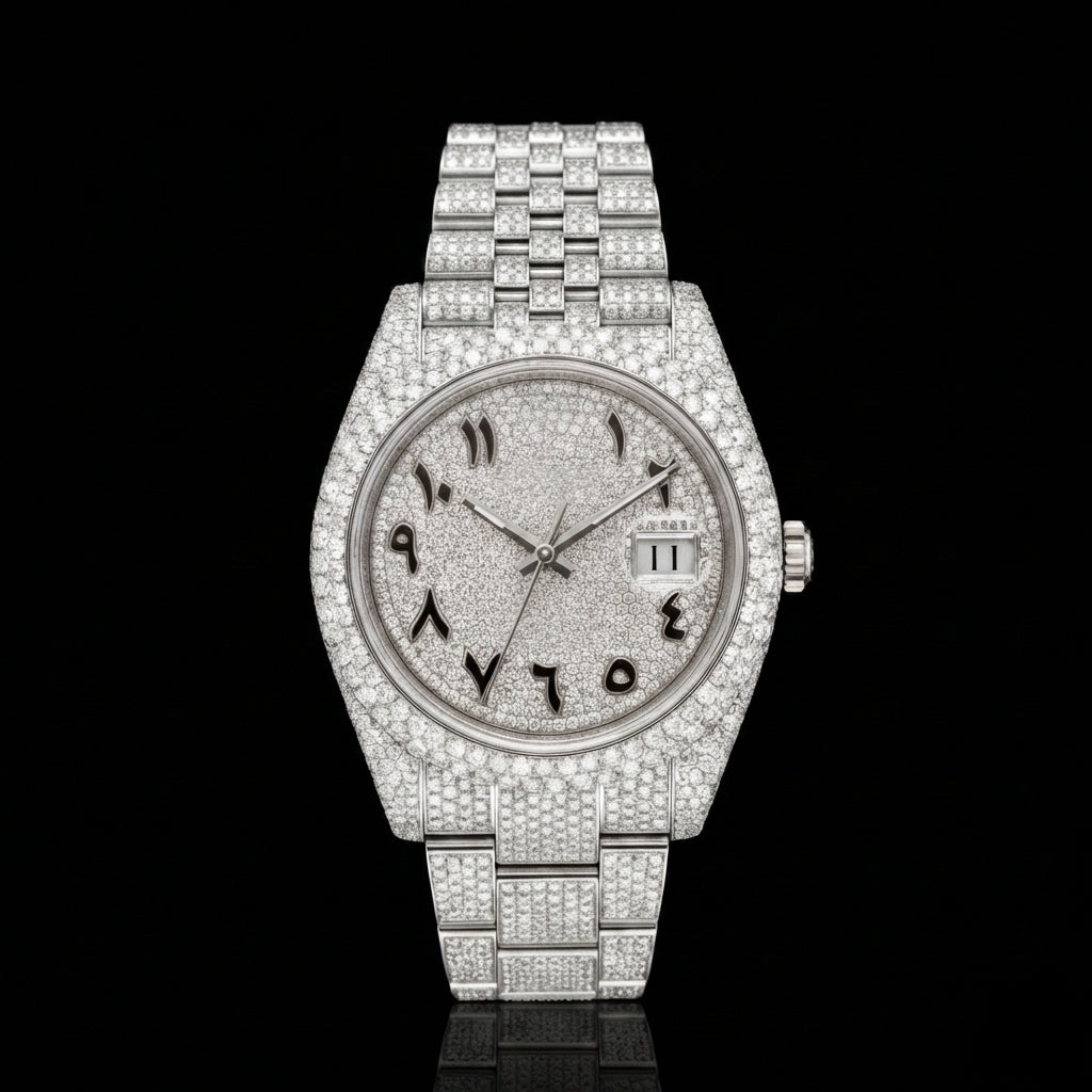 Custom Made VVS Moissanite Iced Out Arabic Watch