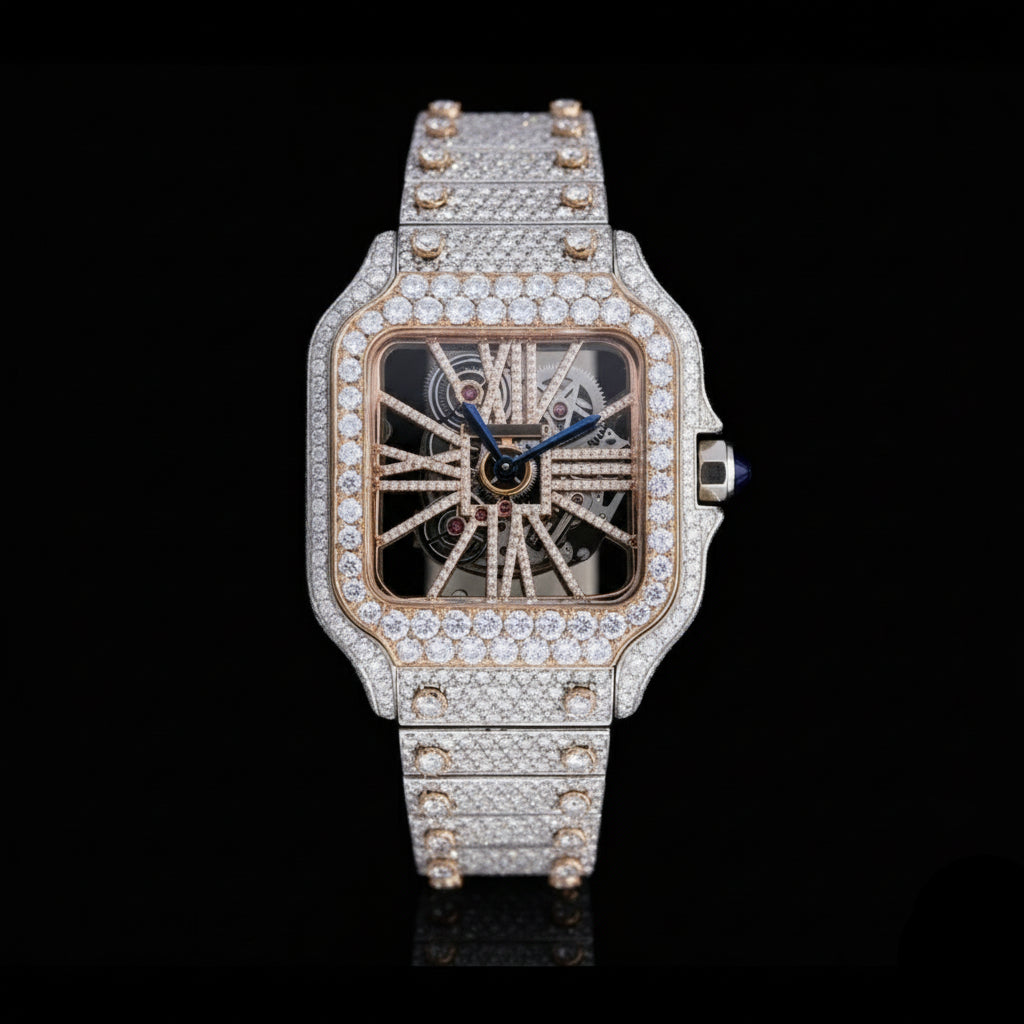 Cartier Skeleton Gold Moissanite Watch