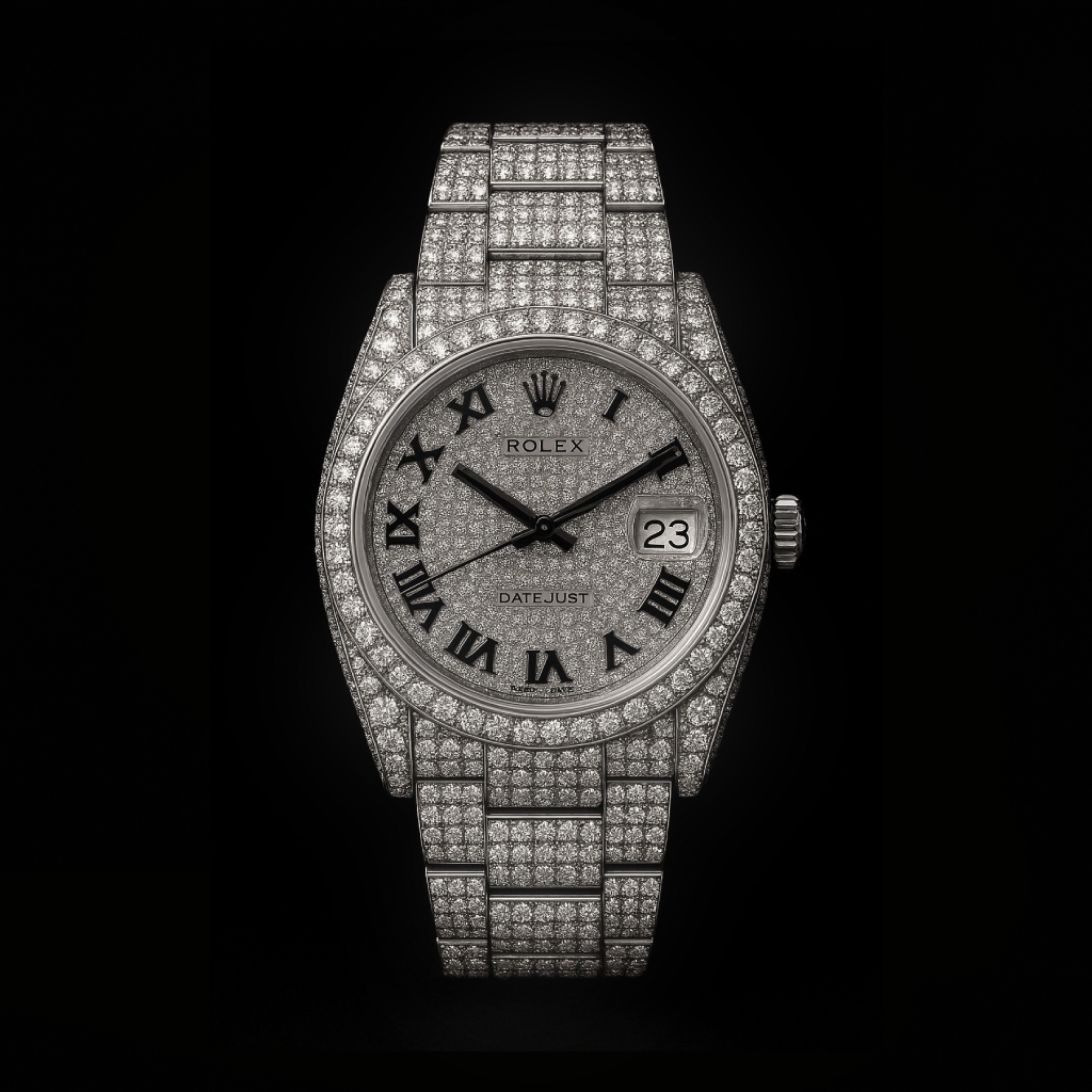 Rolex Iced Out Roman Dial Watch
