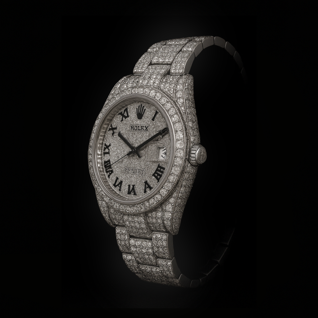 Rolex Iced Out Roman Dial Watch