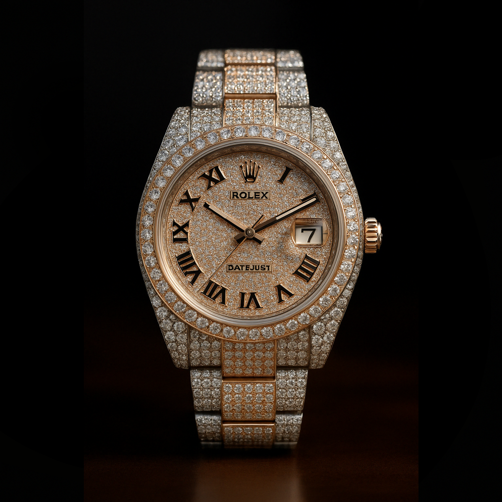 Rolex Two Tone Moissanite Watch