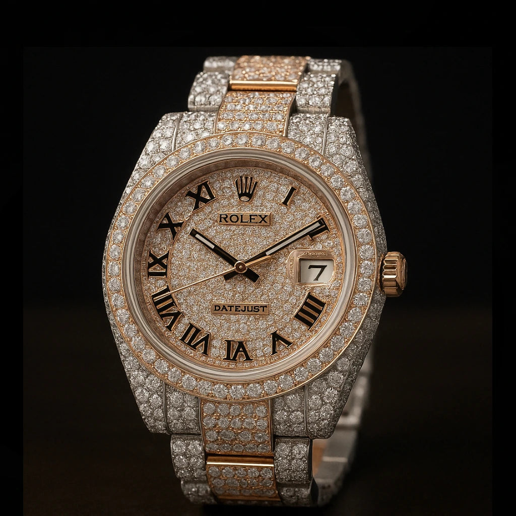 Rolex Two Tone Moissanite Watch