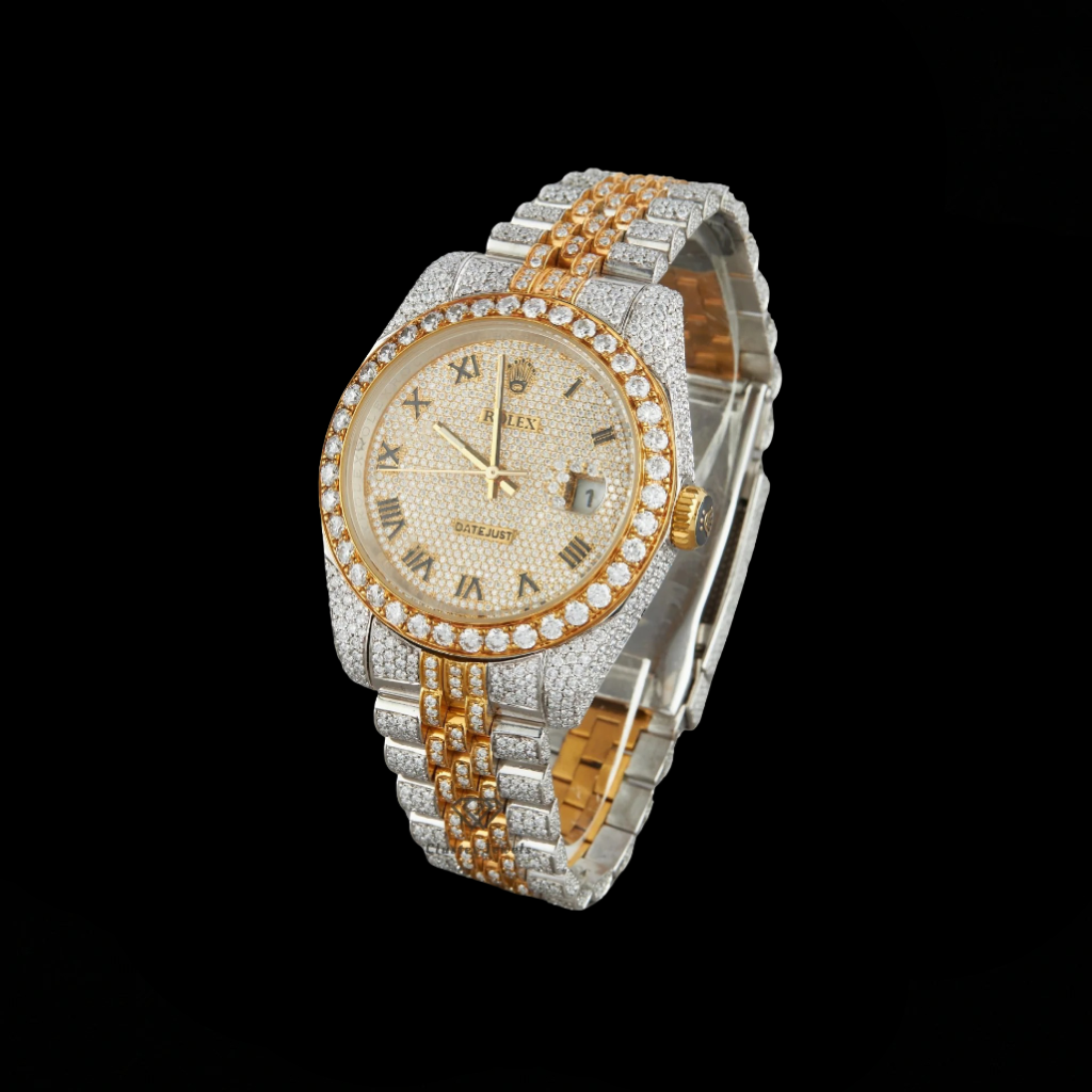 Rolex Two Tone Moissanite Watch