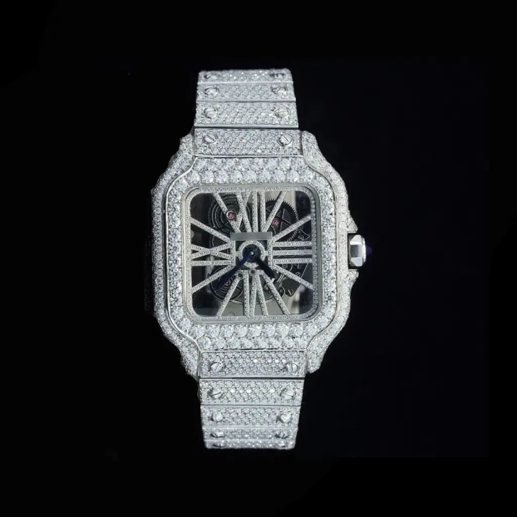 Catier Skeleton Moissanite Iced Out Watch
