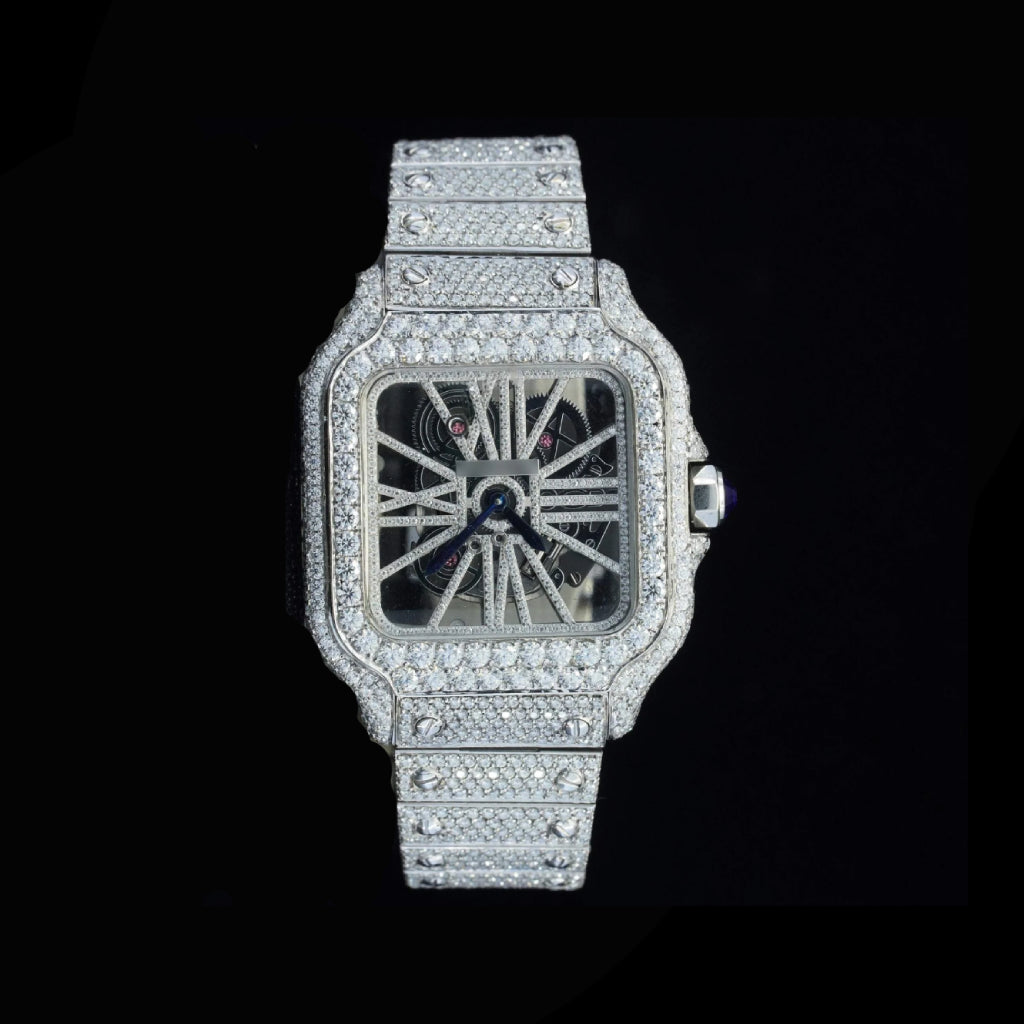 Catier Skeleton Moissanite Iced Out Watch