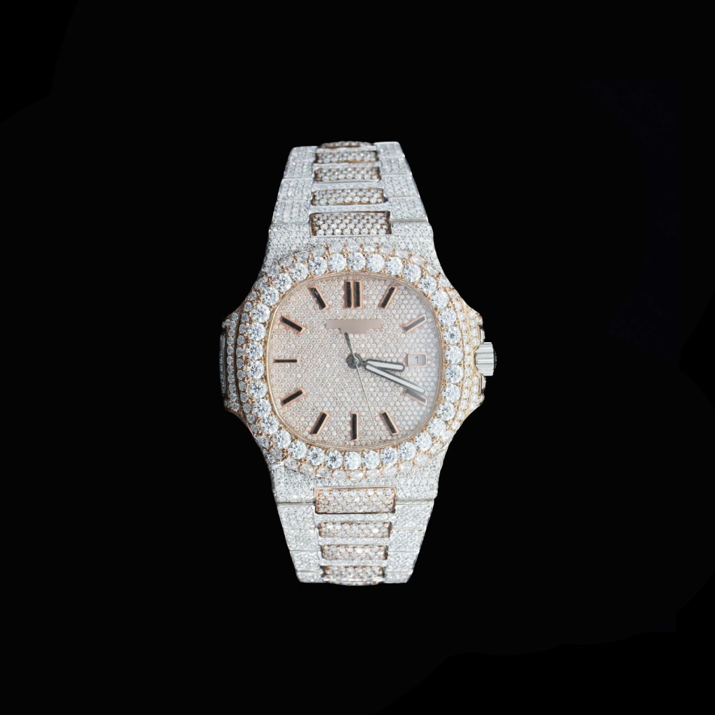 Patek Philippe Moissanite Two Tone Iced Out Watch