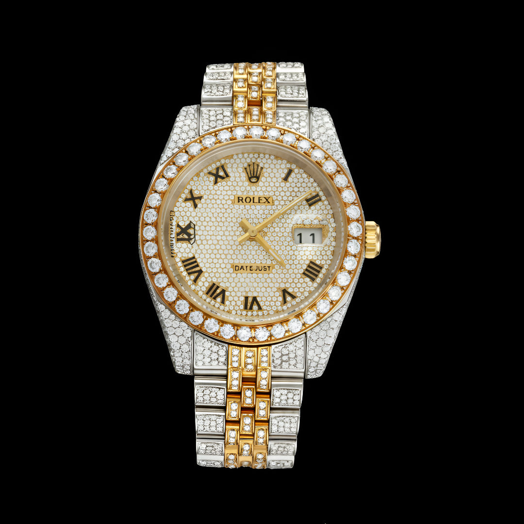 Rolex Two Tone Moissanite Watch