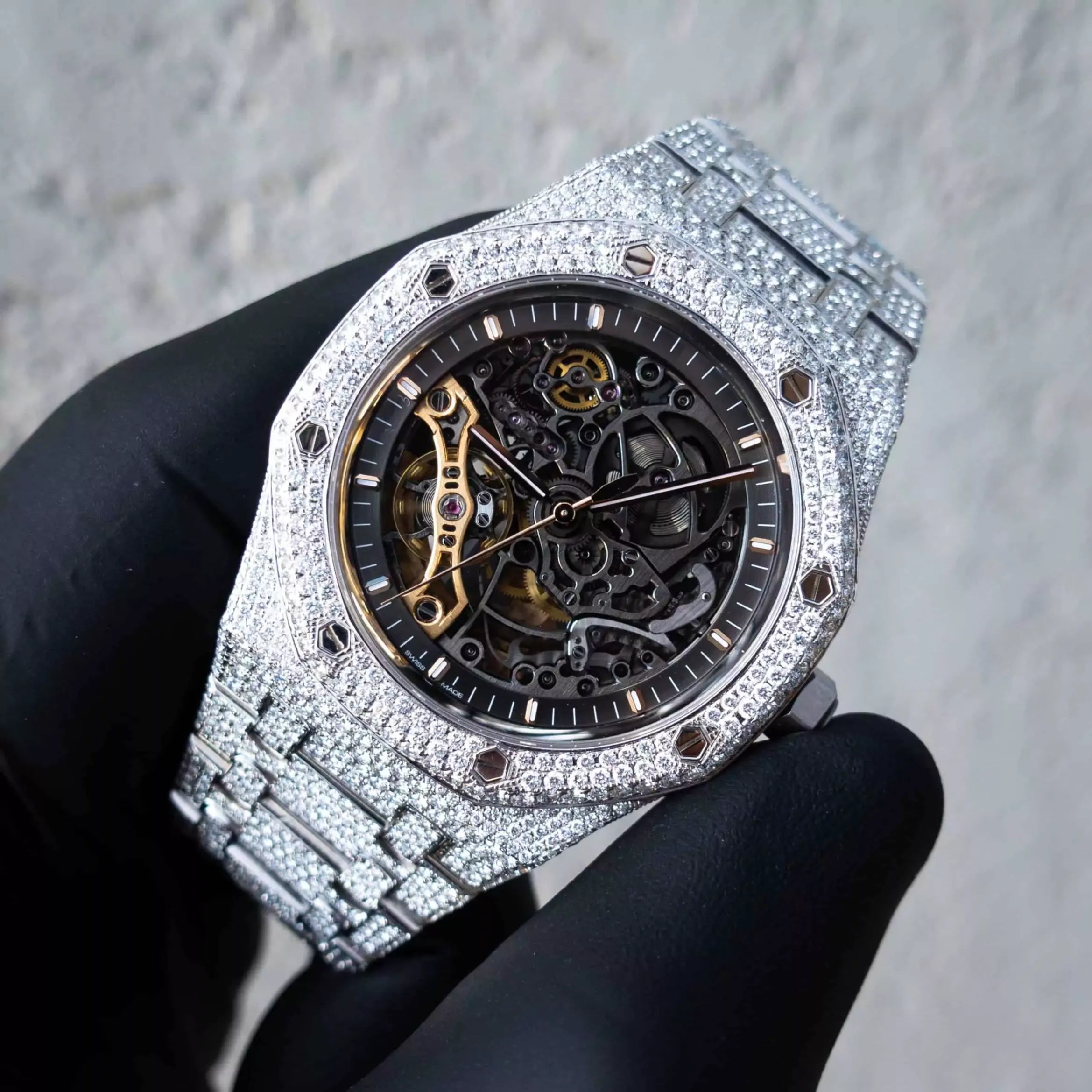 Ap Skeleton Moissanite Iced Out Watch