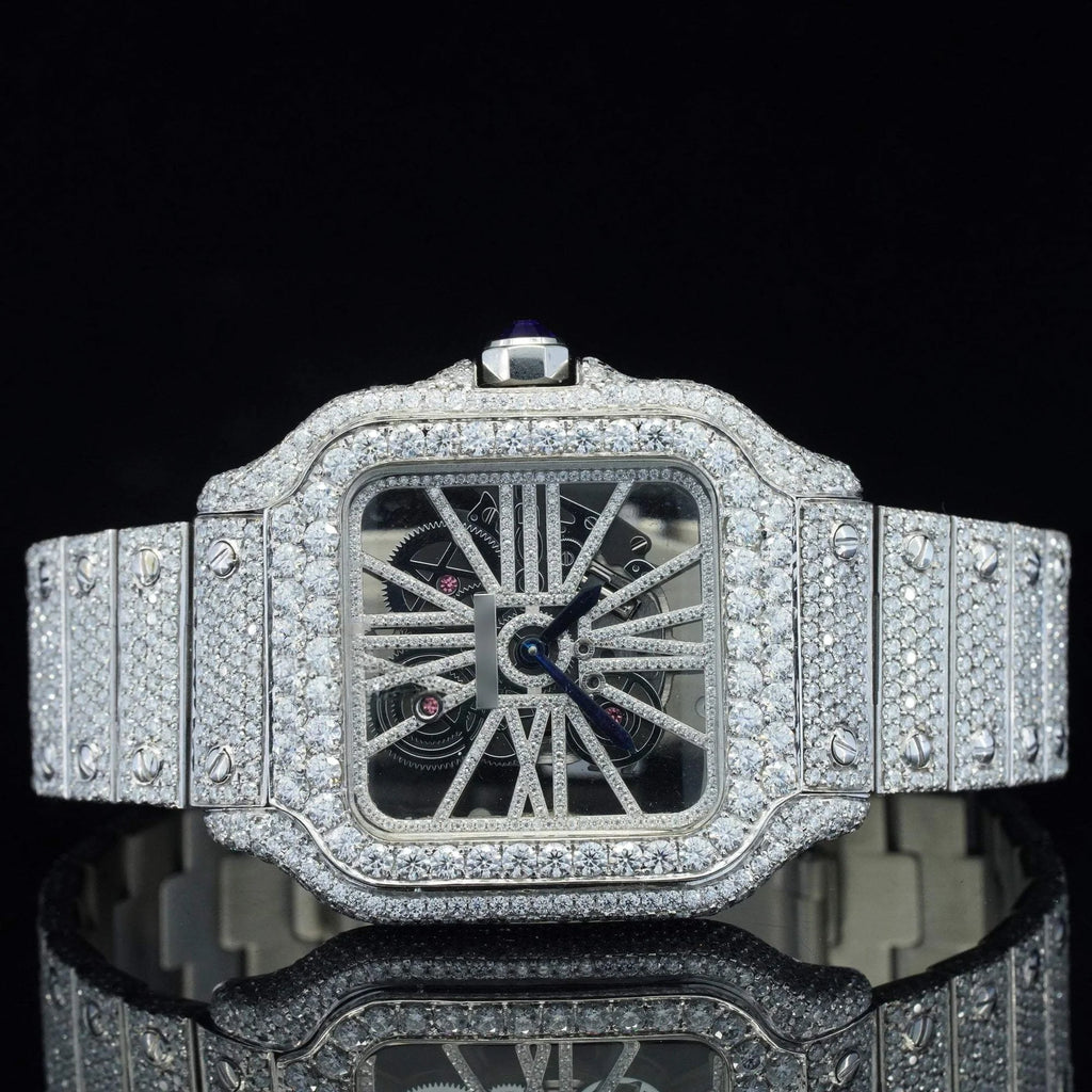 Catier Skeleton Moissanite Iced Out Watch