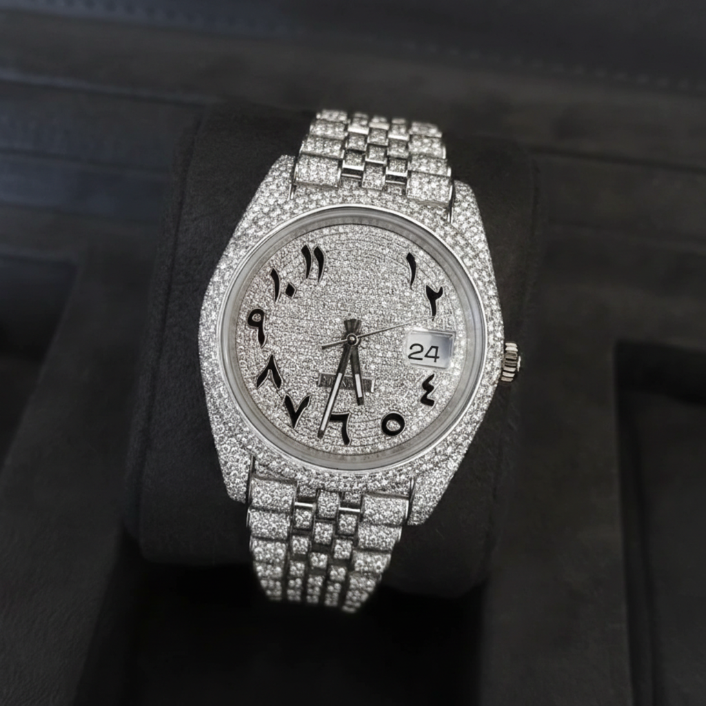 Custom Made VVS Moissanite Iced Out Arabic Watch