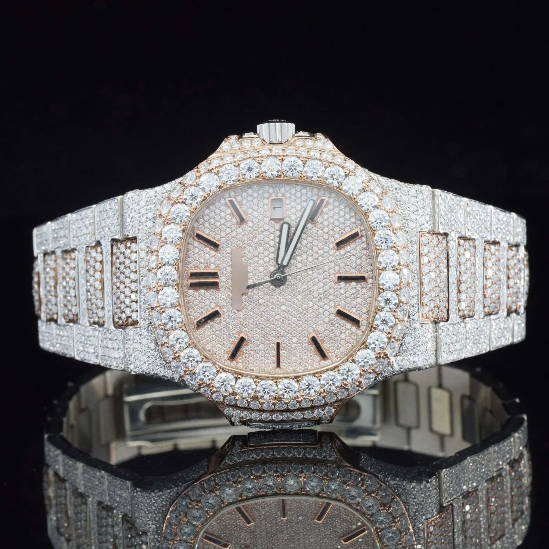 Patek Philippe Moissanite Two Tone Iced Out Watch